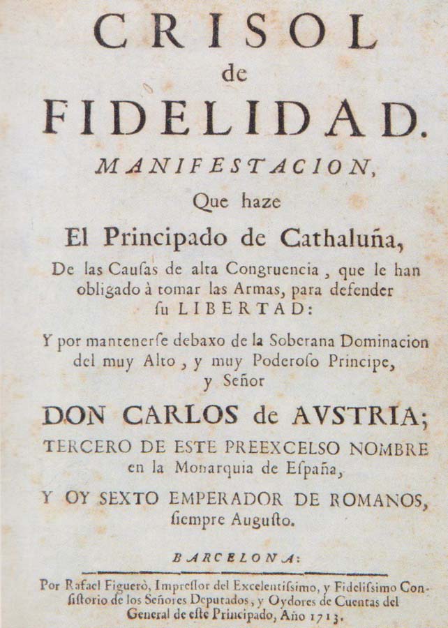 Font: Biblioteca de Catalunya. Imatge obtinguda en http://es.wikipedia.org/wiki/Rafael_Casanova Crisol de fidelitat, 1713
